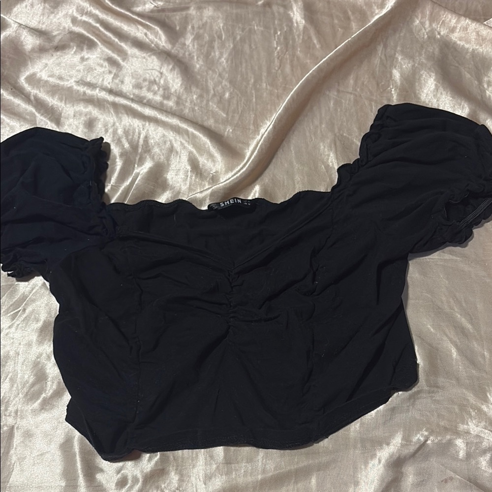 Shein Black Puff Sleeve Top